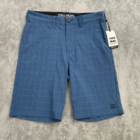 Billabong Shorts Mens 30 Blue Plaid Crossfire Submersibles Land Swim Casual 9” - Picture 1 of 12